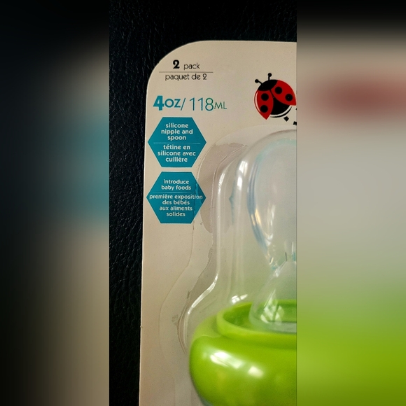 Sassy 2 pack 4 oz/118 ml Baby Food Bottle, Nipple, Spoon 4+ months Multi-colored - Picture 3 of 5